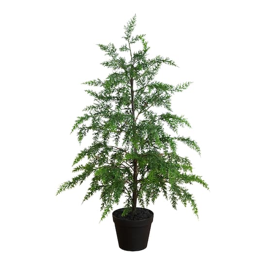 Nearly Natural 33" Unlit Artificial Real Touch Drooping Cedar Christmas Tree